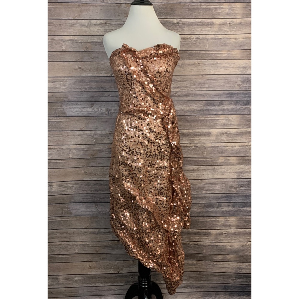 Rubin Singer Ruffled Sequin Gown - Picture 2 of 12